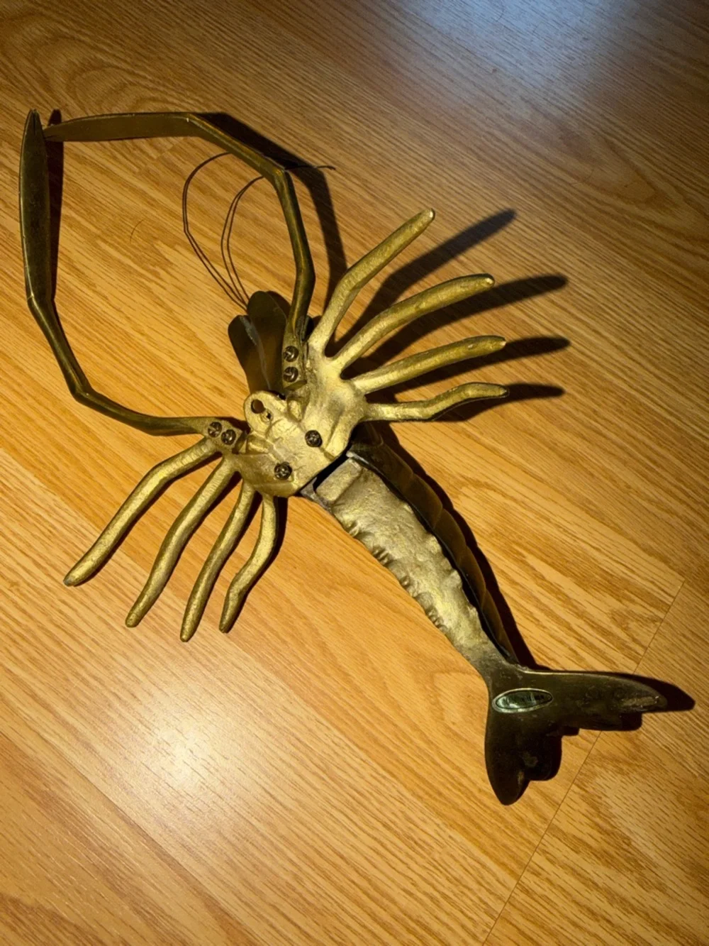 Vintage Brass Lobster Sculpture - Coastal Home Accent - Picture 6 of 6